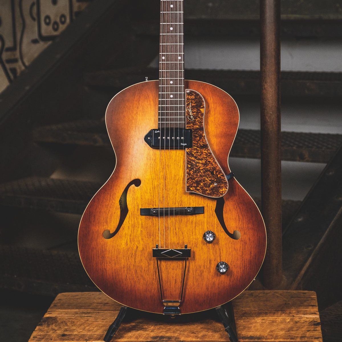 Godin 2018 5th Ave Kingpin P90 Electric Guitar, Cognac Burst - Used