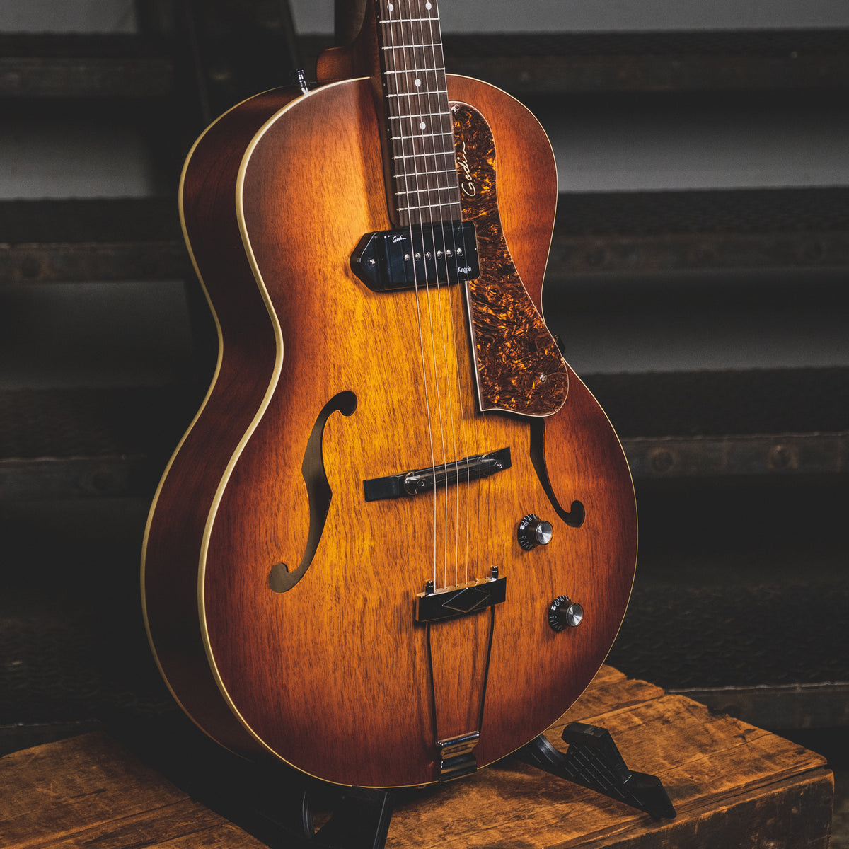 Godin 2018 5th Ave Kingpin P90 Electric Guitar, Cognac Burst - Used