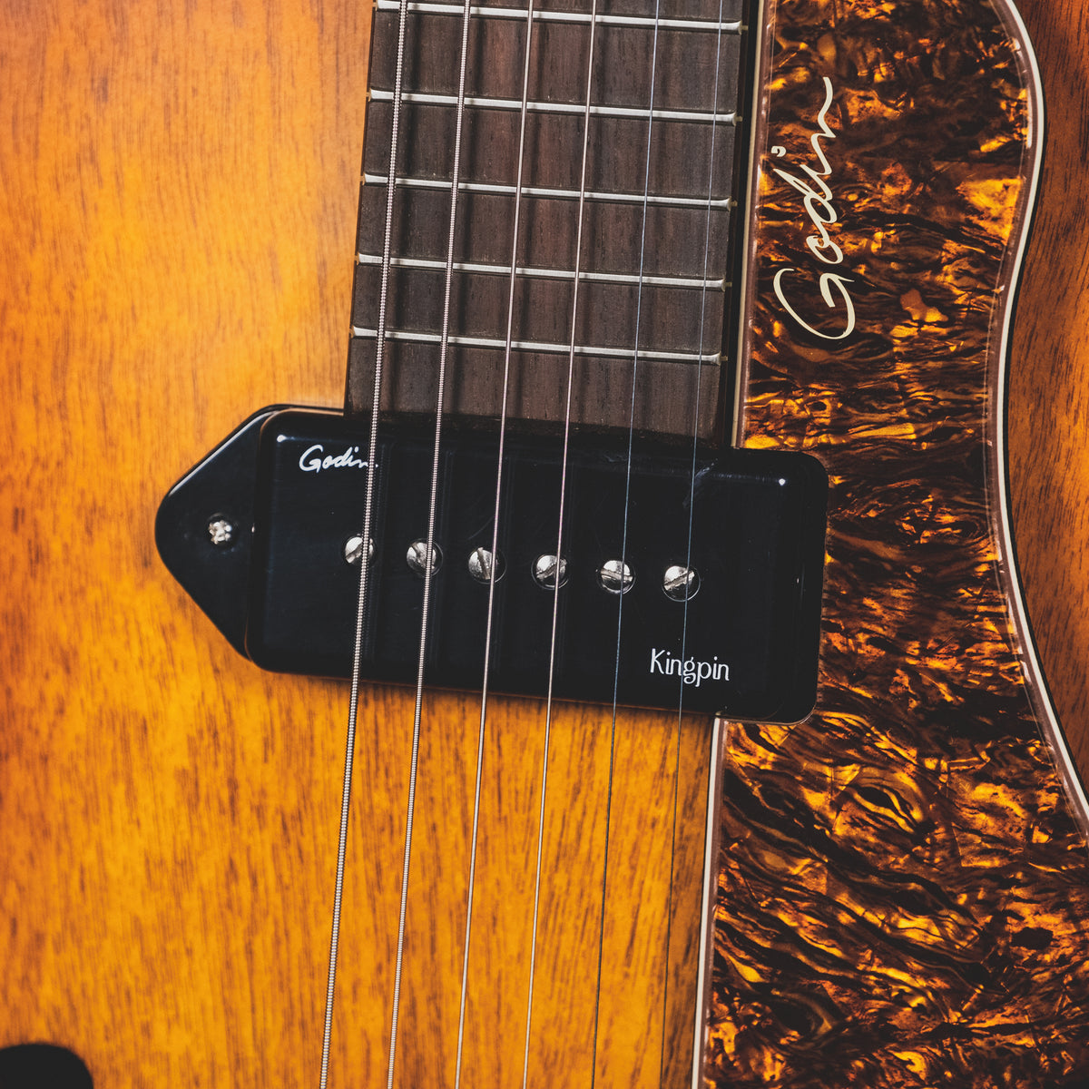 Godin 2018 5th Ave Kingpin P90 Electric Guitar, Cognac Burst - Used