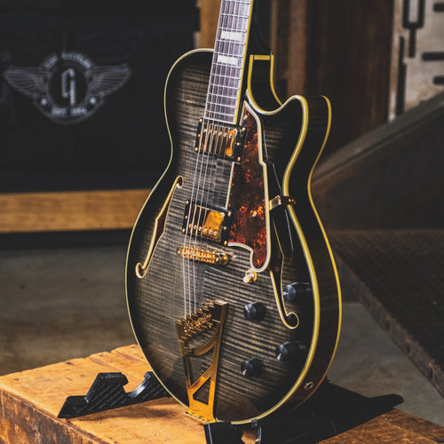 D'Angelico 2015 EX-SS Electric Guitar, Trans Black With OHSC - Used