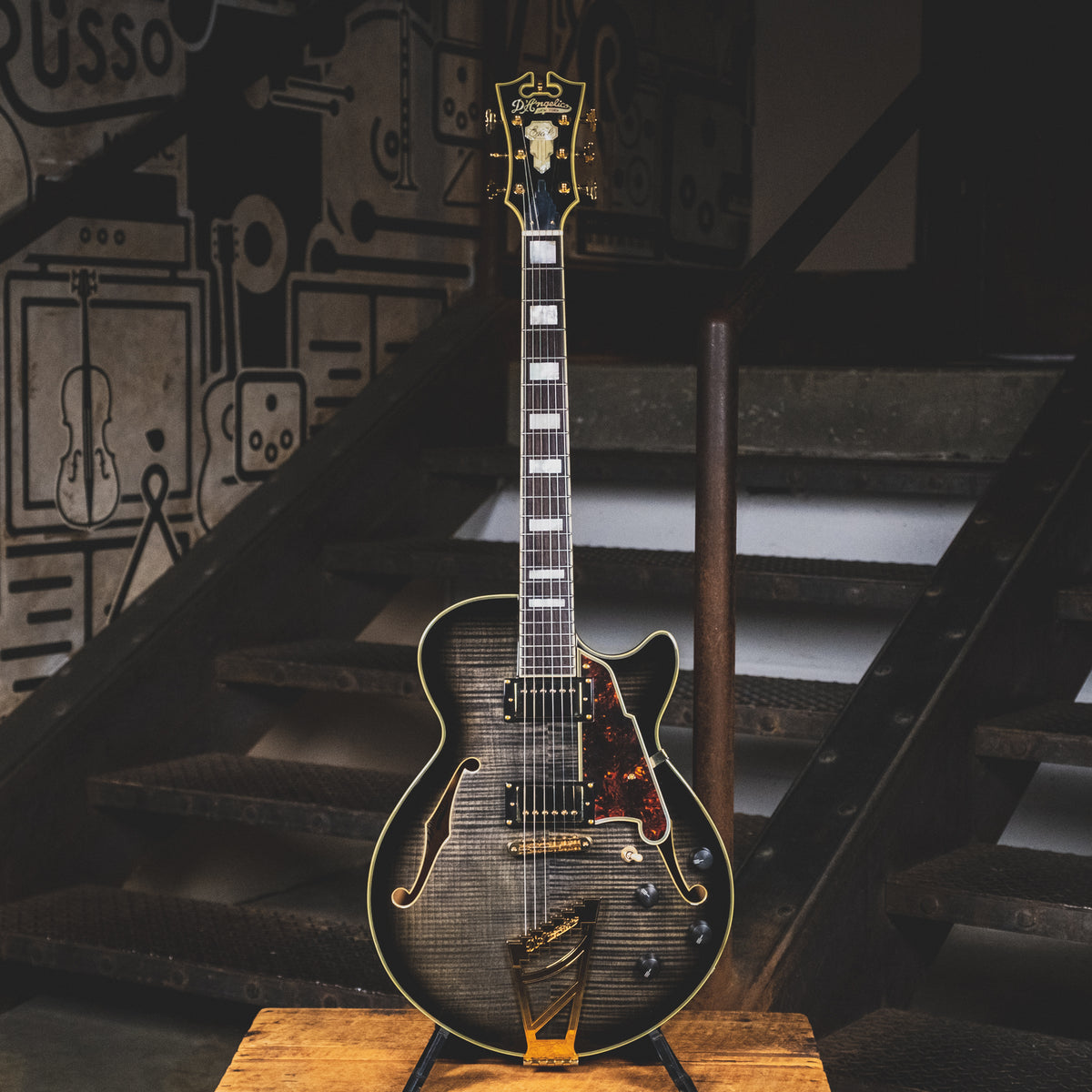 D'Angelico 2015 EX-SS Electric Guitar, Trans Black With OHSC - Used