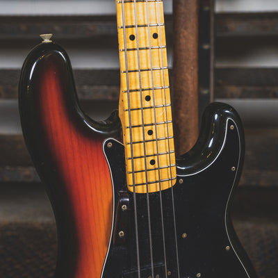 1975 Fender Precision Bass Guitar, 3 Tone Sunburst With Hard Case - Used