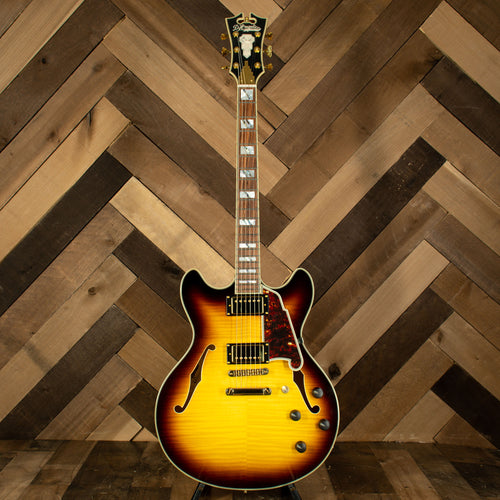 2020 D'Angelico Excel DC Semi-Hollow Electric Guitar, Vintage Sunburst with Hard Case - Used