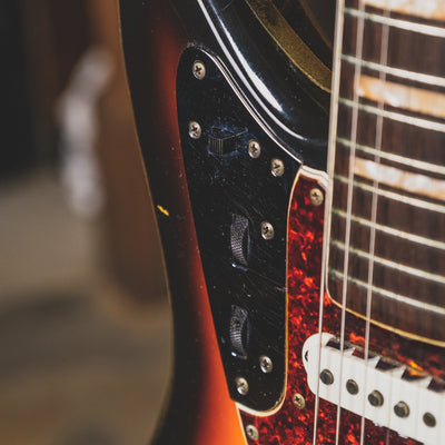 1966 Fender Jaguar Electric Guitar, 3 Color Sunburst, Original Hardshell Case & Parker Body Guard - Vintage