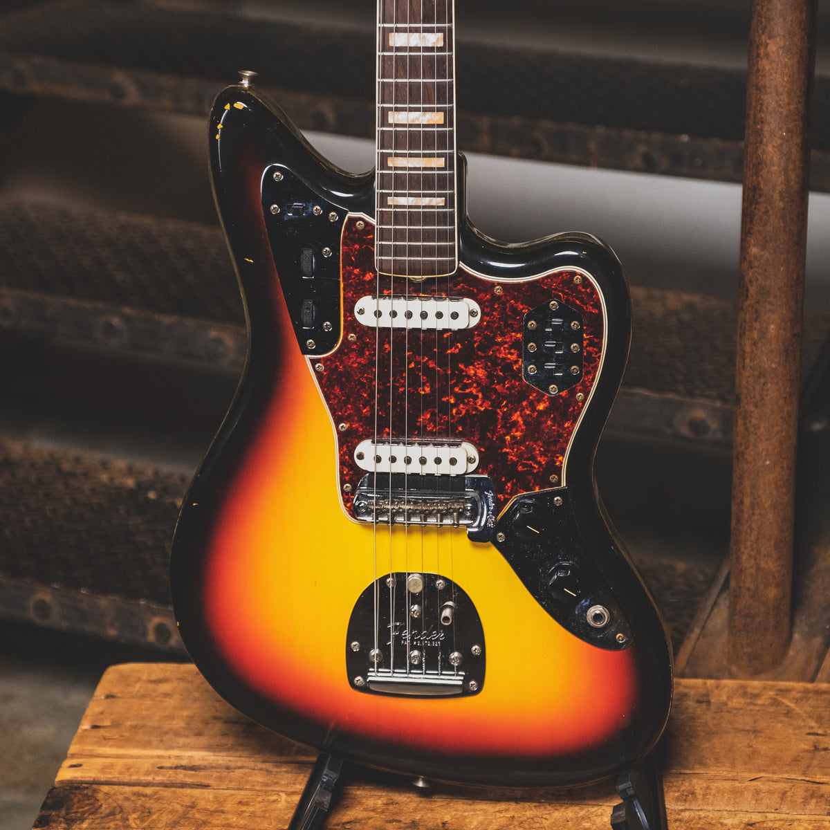1966 Fender Jaguar Electric Guitar, 3 Color Sunburst, Original Hardshell Case & Parker Body Guard - Vintage