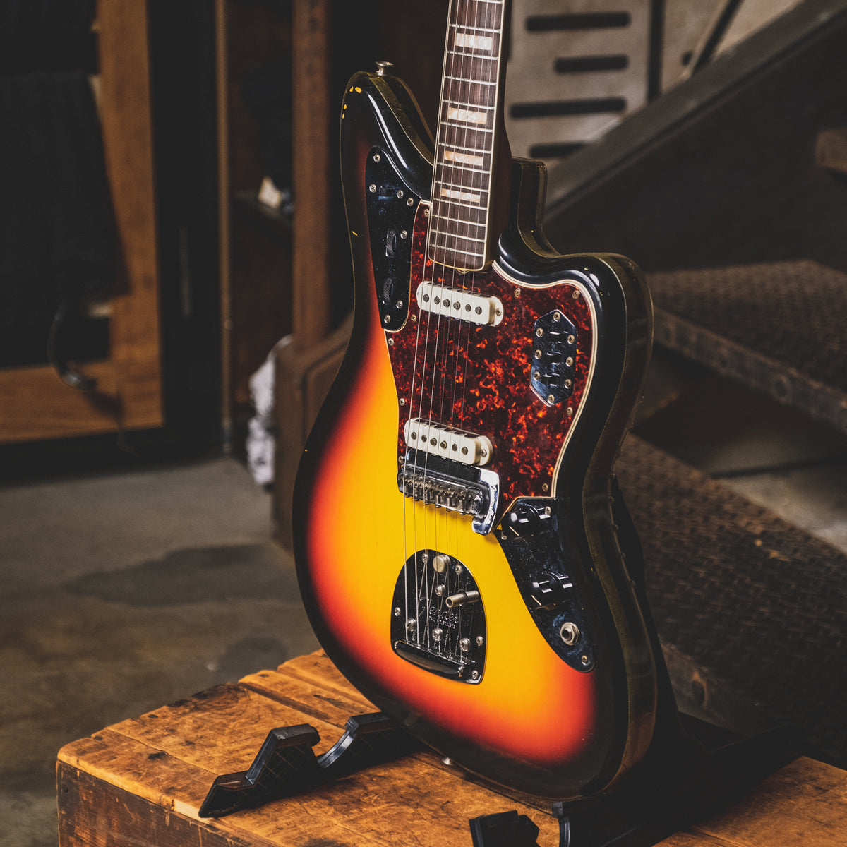 1966 Fender Jaguar Electric Guitar, 3 Color Sunburst, Original Hardshell Case & Parker Body Guard - Vintage
