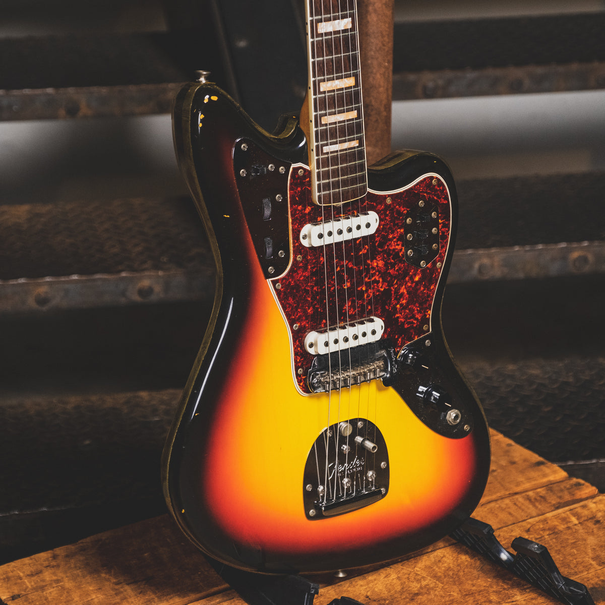 1966 Fender Jaguar Electric Guitar, 3 Color Sunburst, Original Hardshell Case & Parker Body Guard - Vintage