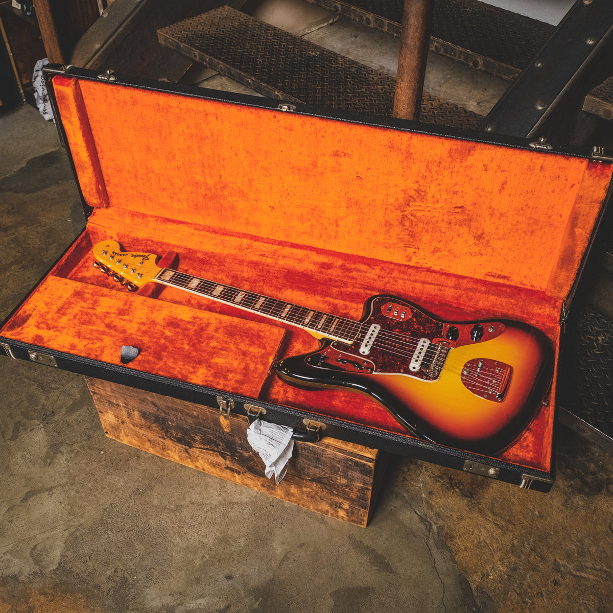 1966 Fender Jaguar Electric Guitar, 3 Color Sunburst, Original Hardshell Case & Parker Body Guard - Vintage