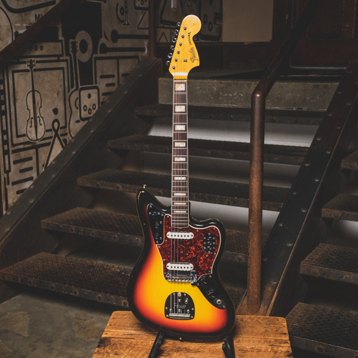 1966 Fender Jaguar Electric Guitar, 3 Color Sunburst, Original Hardshell Case & Parker Body Guard - Vintage