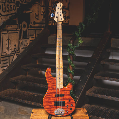 2022 Lakland 5 String Premium Quilted Redwood Bass Guitar w/OHSC - Used