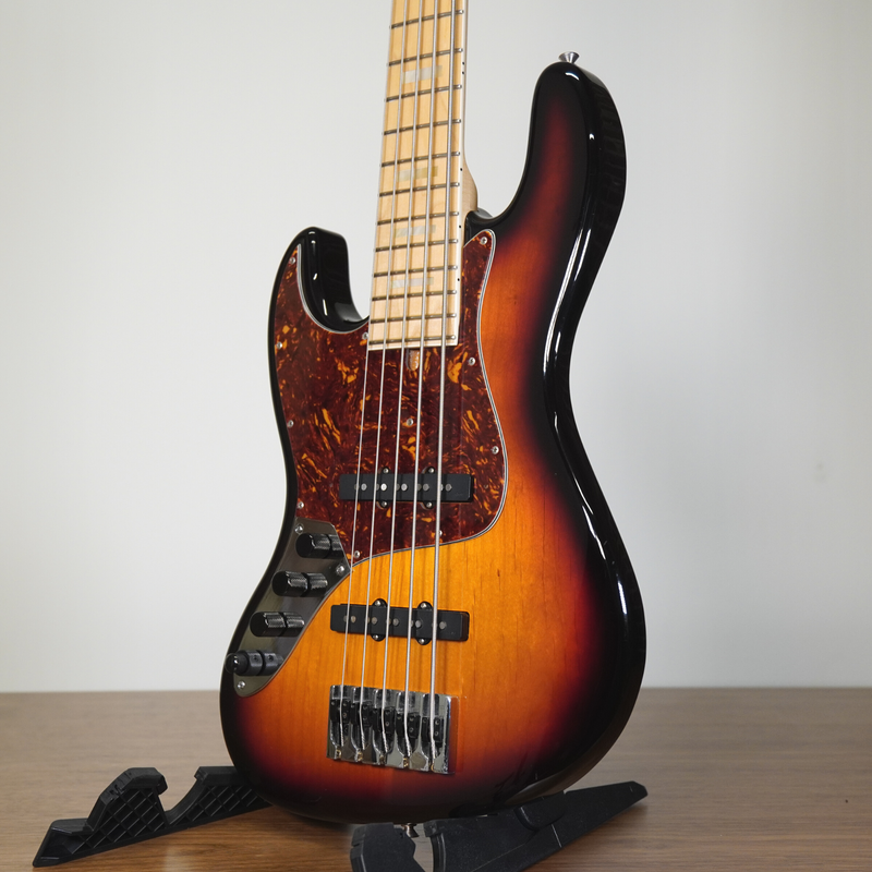 F Clef USA Custom J Style 5 String Left-Handed Bass Guitar, Sunburst - Used