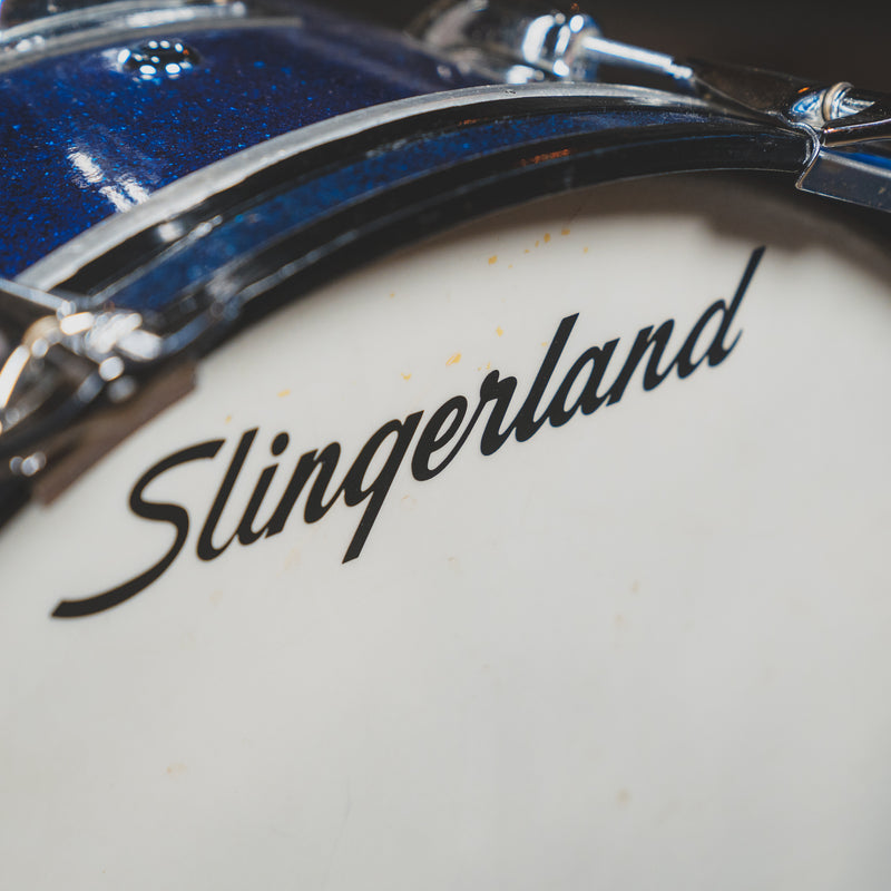 1960's/1970's Slingerland Mismatched Drum Kit, Blue Sparkle - Used