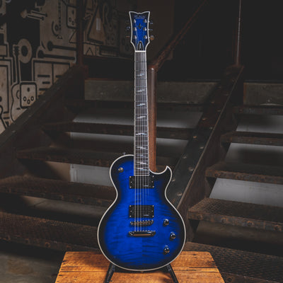 2022 Schecter Solo II Supreme Electric Guitar, See-Thru Blue Burst with Hard Case - Used