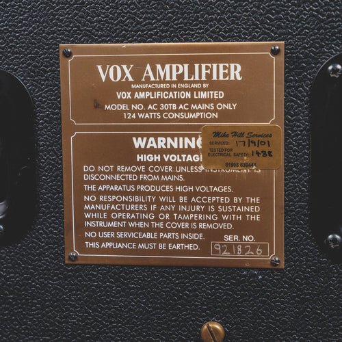 1993 Vox AC30TB w/ Road Case Noel Gallagher Collection w Signed COA