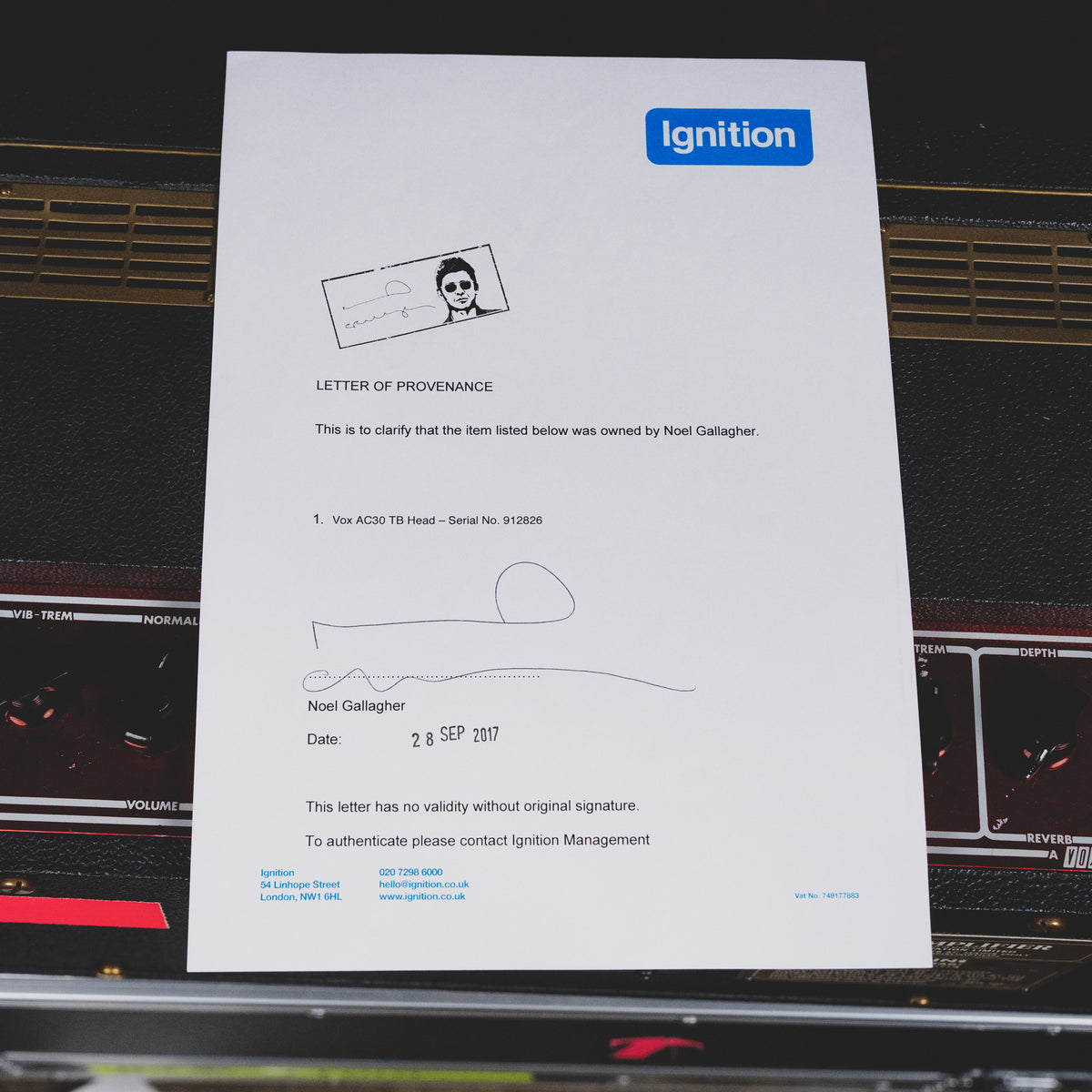 1993 Vox AC30TB w/ Road Case Noel Gallagher Collection w Signed COA
