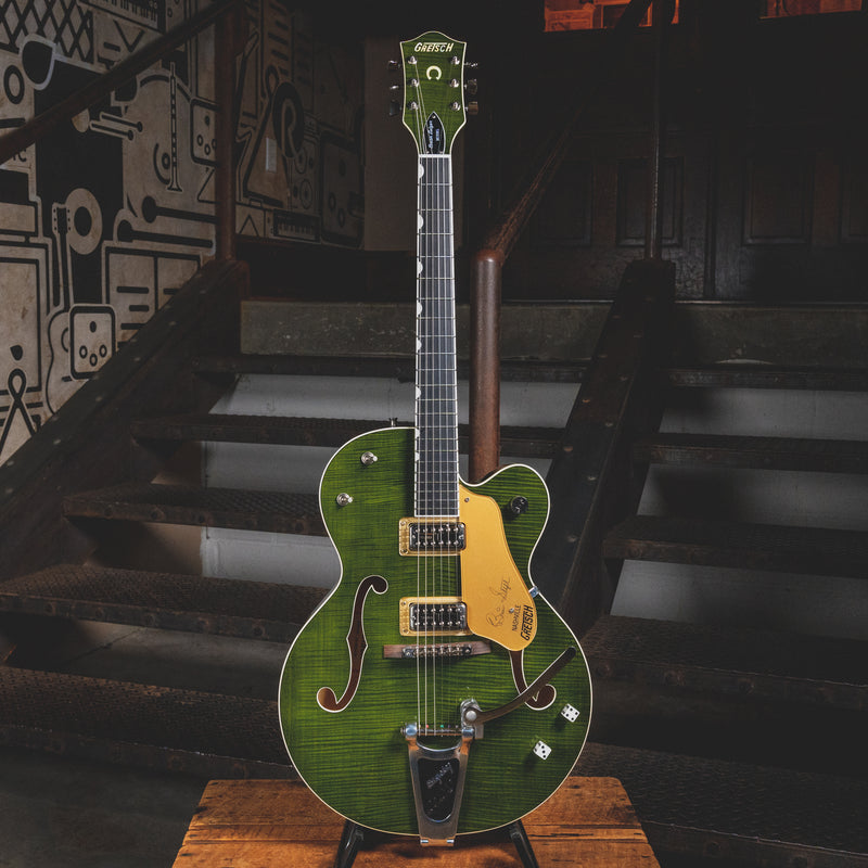 2013 Gretsch G6120SSUGR Brian Setzer Nashville Green Tiger Flame w/ OHSC - Used