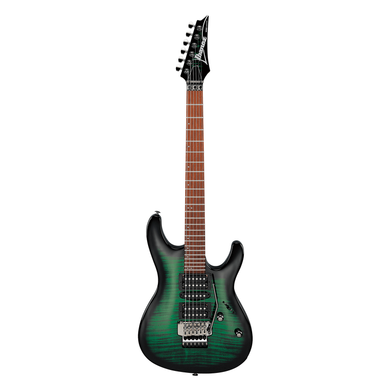 Ibanez Kiko Loureiro Signature 6 String Electric Guitar, Transparent Emerald Burst