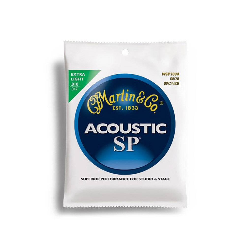 Martin Acoustic SP Guitar Strings, .10-.47 Extra Light, 80/20 Bronze