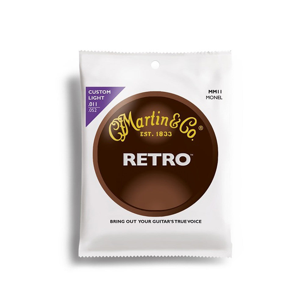 Martin Retro Monel Acoustic Guitar Strings, .011-.052 Custom Light