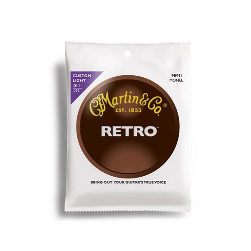 Martin Retro Monel Acoustic Guitar Strings, .011-.052 Custom Light