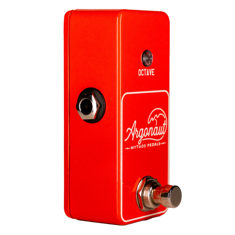 Mythos Argonaut Octave Effect Pedal, Red With Cream Ink, Russo Mythos Argonaut Octave Effect Pedal, Red With Cream Ink, Russo