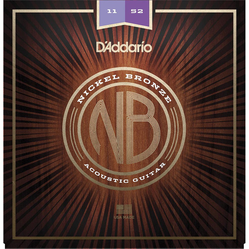 D'Addario 11-52 Nickel Bronze Acoustic Set - Custom Light