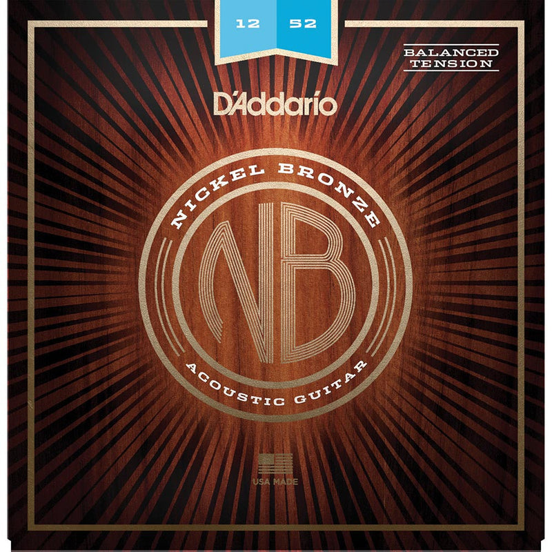 D'Addario 12-52 Nickel Bronze Acoustic Set - Balanced Tension Light