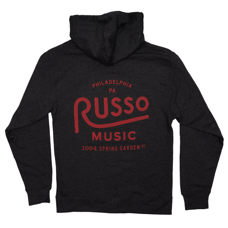 Russo Music Philly Spring Garden Logo Hoodie, Charcoal Heather