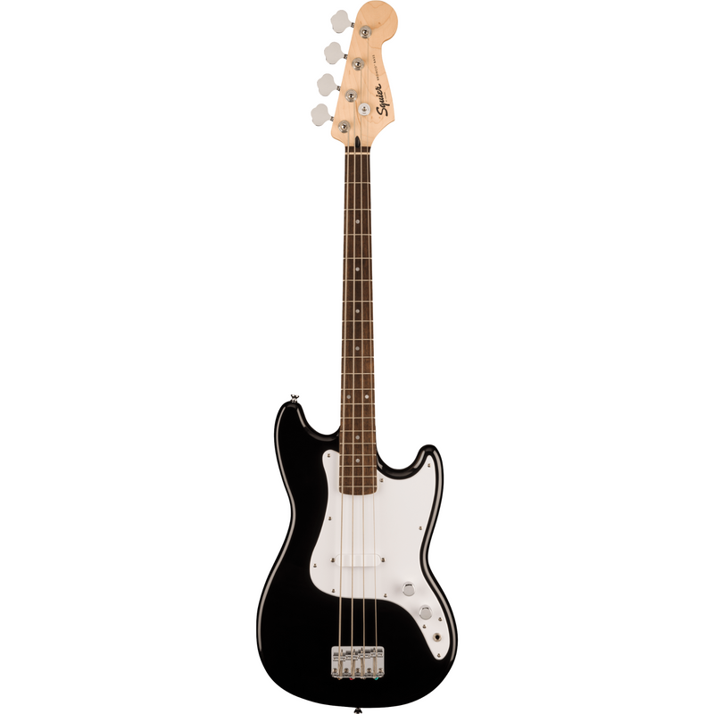 Squier Sonic Bronco Bass, Laurel Fingerboard, White Pickguard, Black Bass Guitar