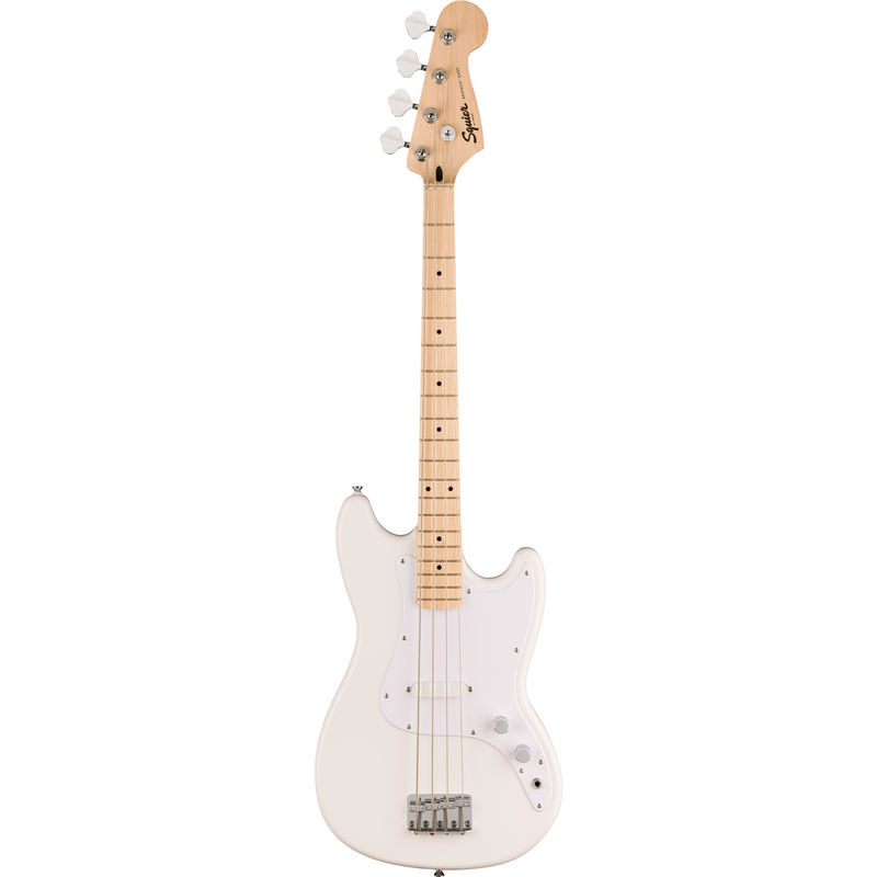 Squier Sonic Bronco Bass, Maple Fingerboard, White Pickguard, Arctic White Bass Guitar