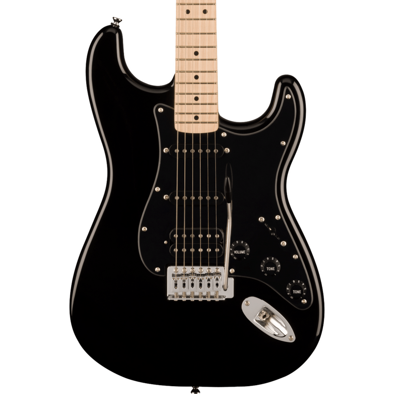 Squier Sonic Stratocaster HSS, Maple Fingerboard, Black Pickguard, Black Electric Guitar