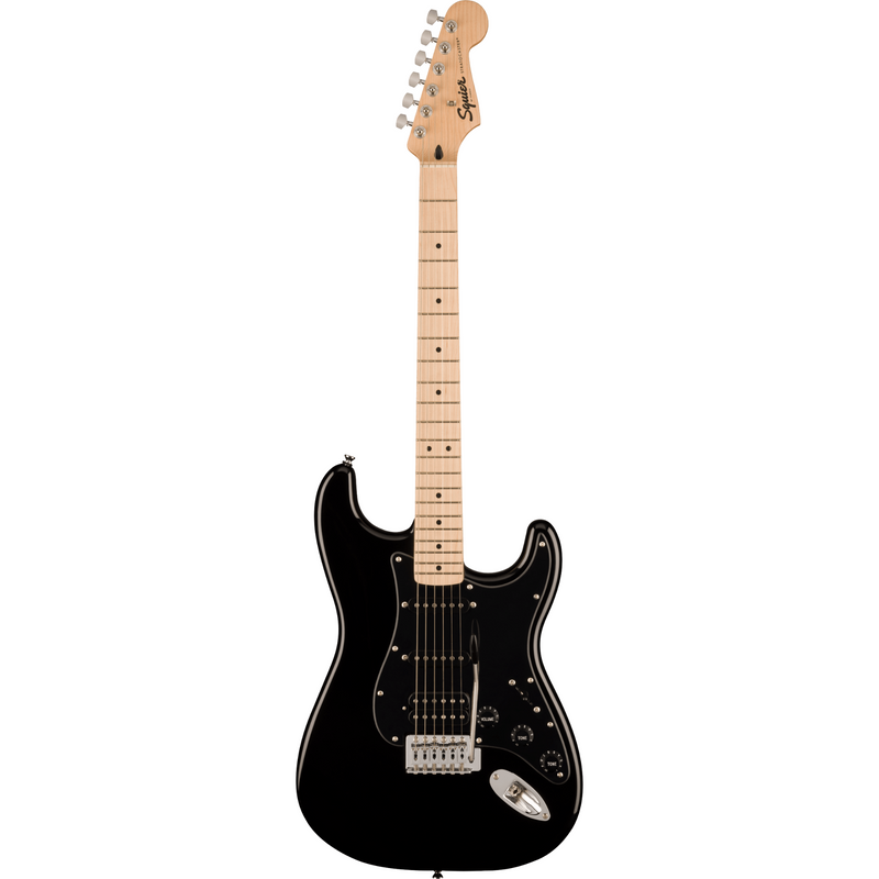 Squier Sonic Stratocaster HSS, Maple Fingerboard, Black Pickguard, Black Electric Guitar