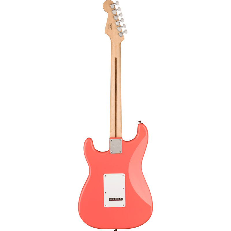 Squier Sonic Stratocaster HSS, Maple Fingerboard, White Pickguard, Tahitian Coral Electric Guitar