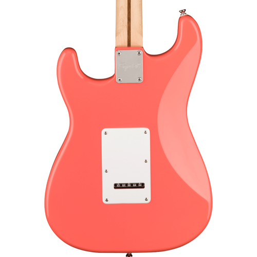 Squier Sonic Stratocaster HSS, Maple Fingerboard, White Pickguard, Tahitian Coral Electric Guitar