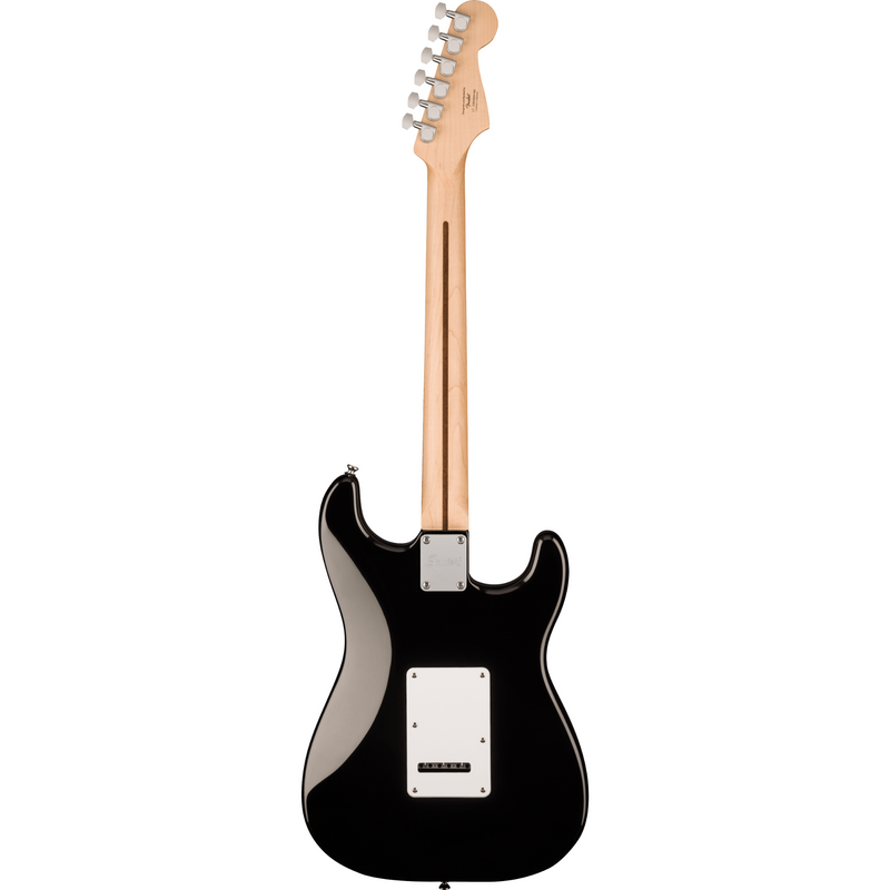 Squier Sonic Stratocaster, Left Handed, Maple Fingerboard, White Pickguard, Black Electric Guitar