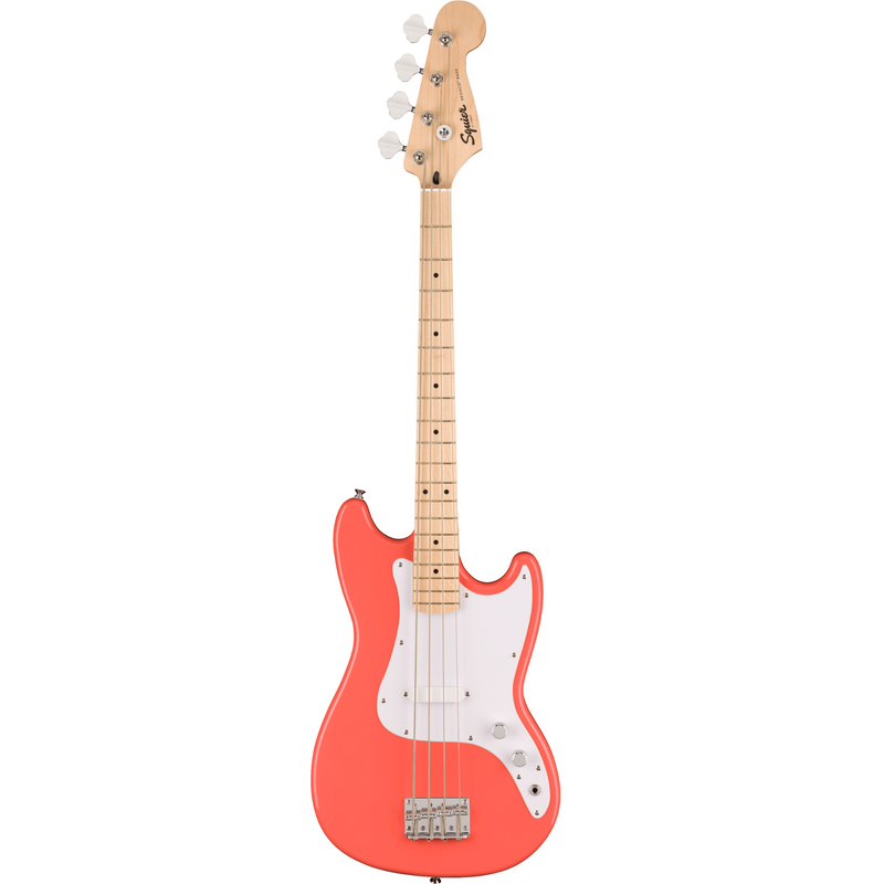 Squier Sonic Bronco Bass, Maple Fingerboard, White Pickguard, Tahitian Coral Bass Guitar