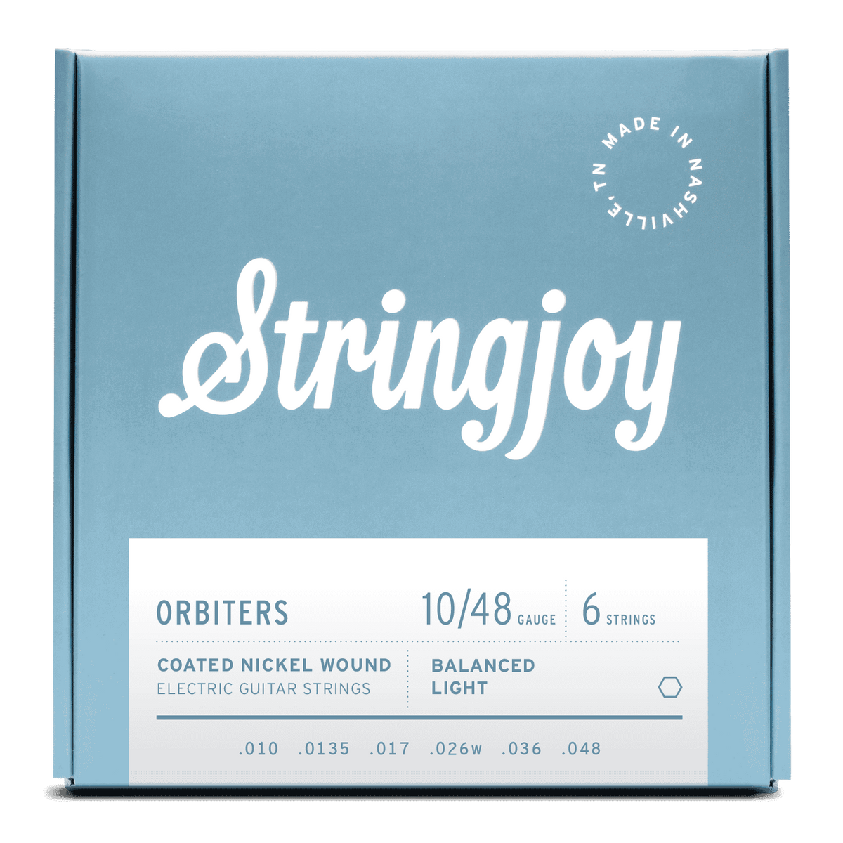 Stringjoy 10-48 Orbiters Balanced Light Gauge Coated Nickel Wound Electric Guitar Strings