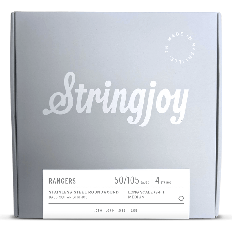 Stringjoy 50-105 Rangers Medium Gauge 4 String Long Scale Stainless Steel Bass Guitar Strings