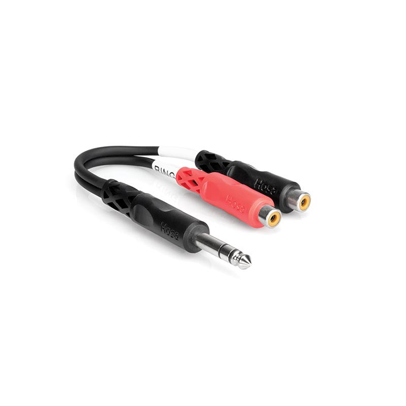 Hosa 6" Y Cable 2 RCA Female-Stereo 1/4"