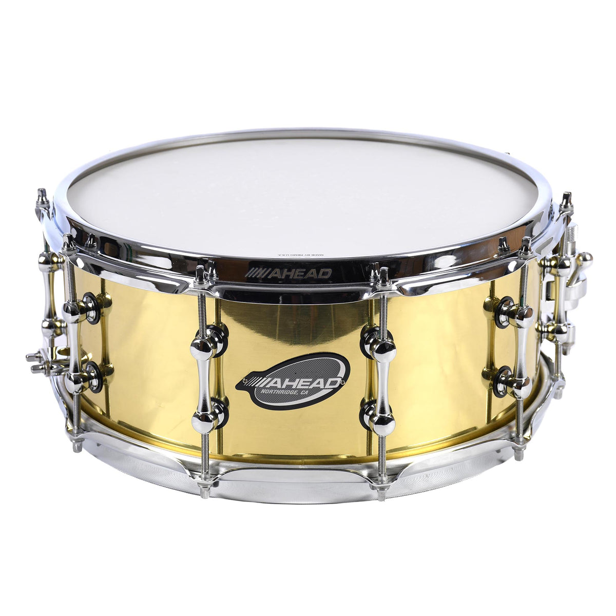 Ahead 6x14" Polished 3MM Cast Bell Brass Snare With Chrome Trick Throw