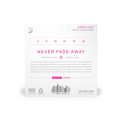 D'Addario 09-42 XS Nickel Plated Electric Guitar Strings, Super Light