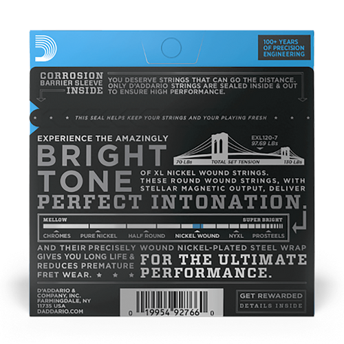 D'Addario 09-54 Super Light Nickel Wound 7 String Electric Strings