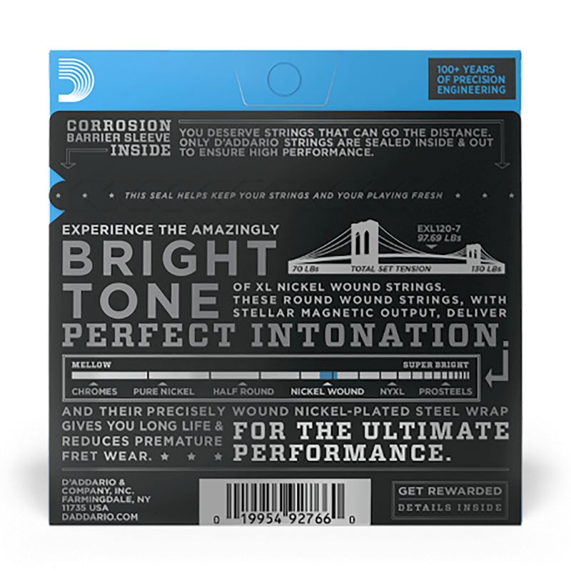 D'Addario 09-54 Super Light Nickel Wound 7 String Electric Strings