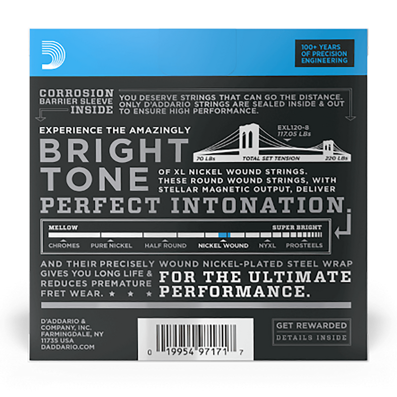 D'Addario 09-65 Super Light 8 String Nickel Wound Electric Strings
