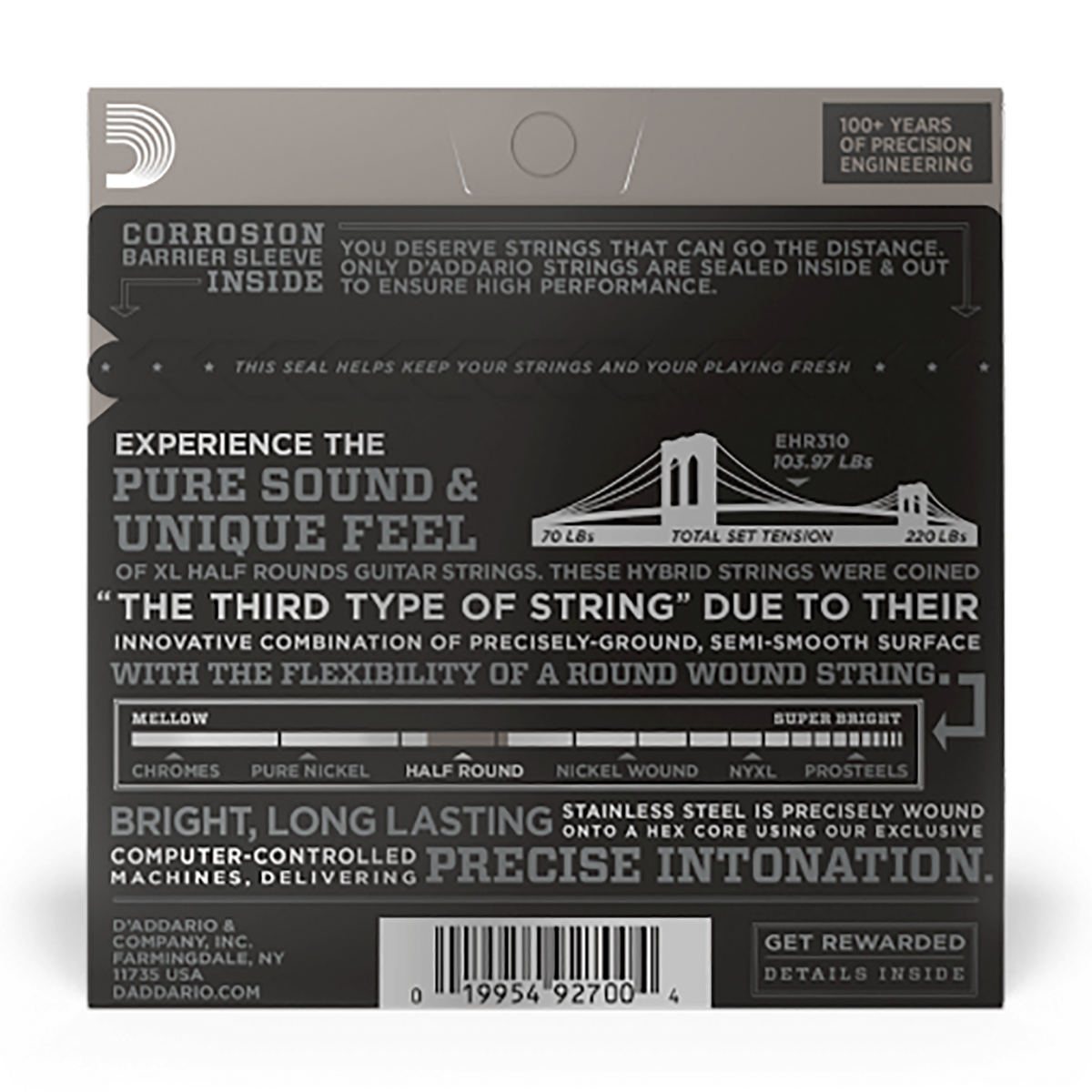 D'Addario 10-46 Regular Light Half Round Electric Strings