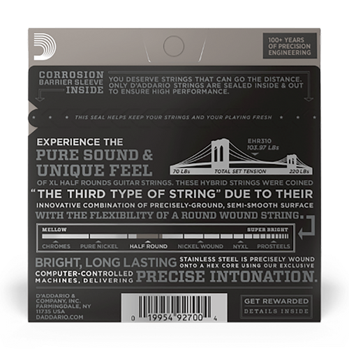 D'Addario 10-46 Regular Light Half Round Electric Strings