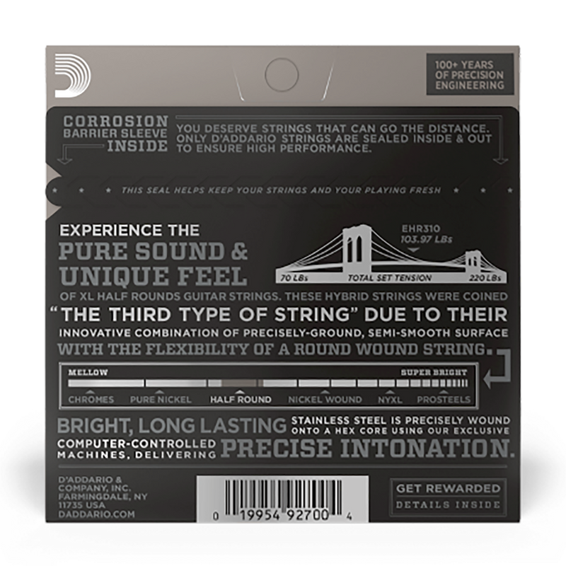D'Addario 10-46 Regular Light Half Round Electric Strings