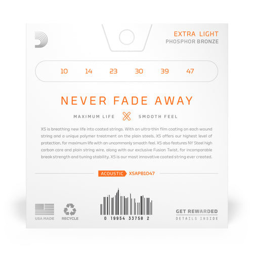 D'Addario 10-47 XS Phosphor Bronze Extra Light Acoustic Strings