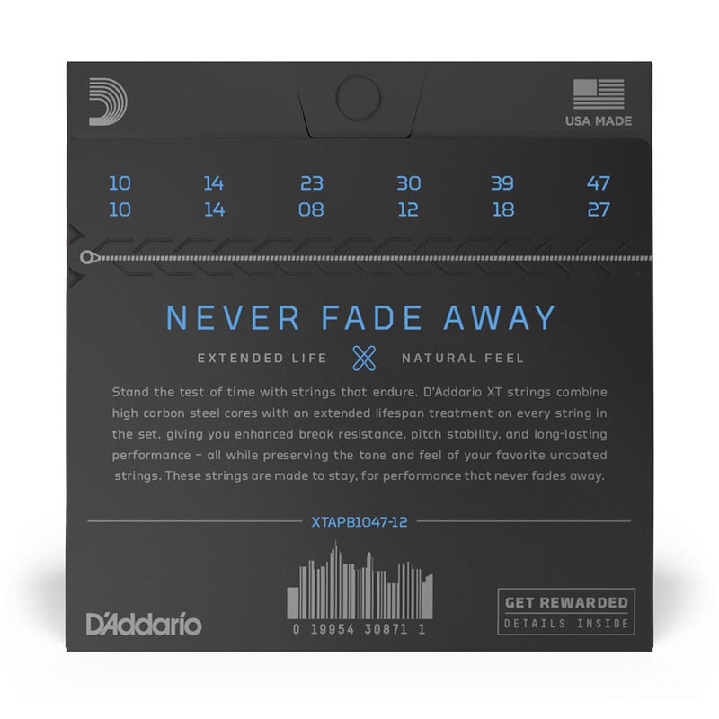 D'Addario 10-47 XT Acoustic Phosphor Bronze 12 String Light