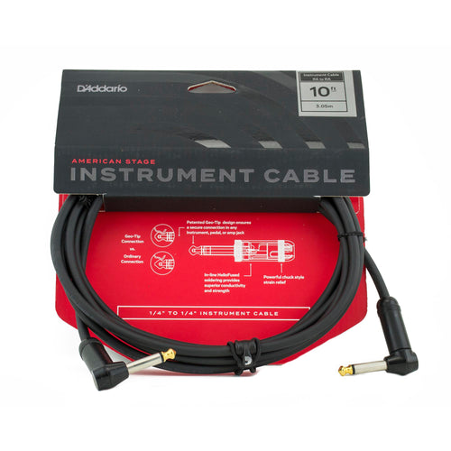 D'Addario 10' American Stage Instrument Cable - Dual Right Angle